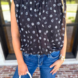 Date Night Polka Dot Top - Black-200 Fashion Blouses-ENTRO-July & June Women's Fashion Boutique Located in San Antonio, Texas