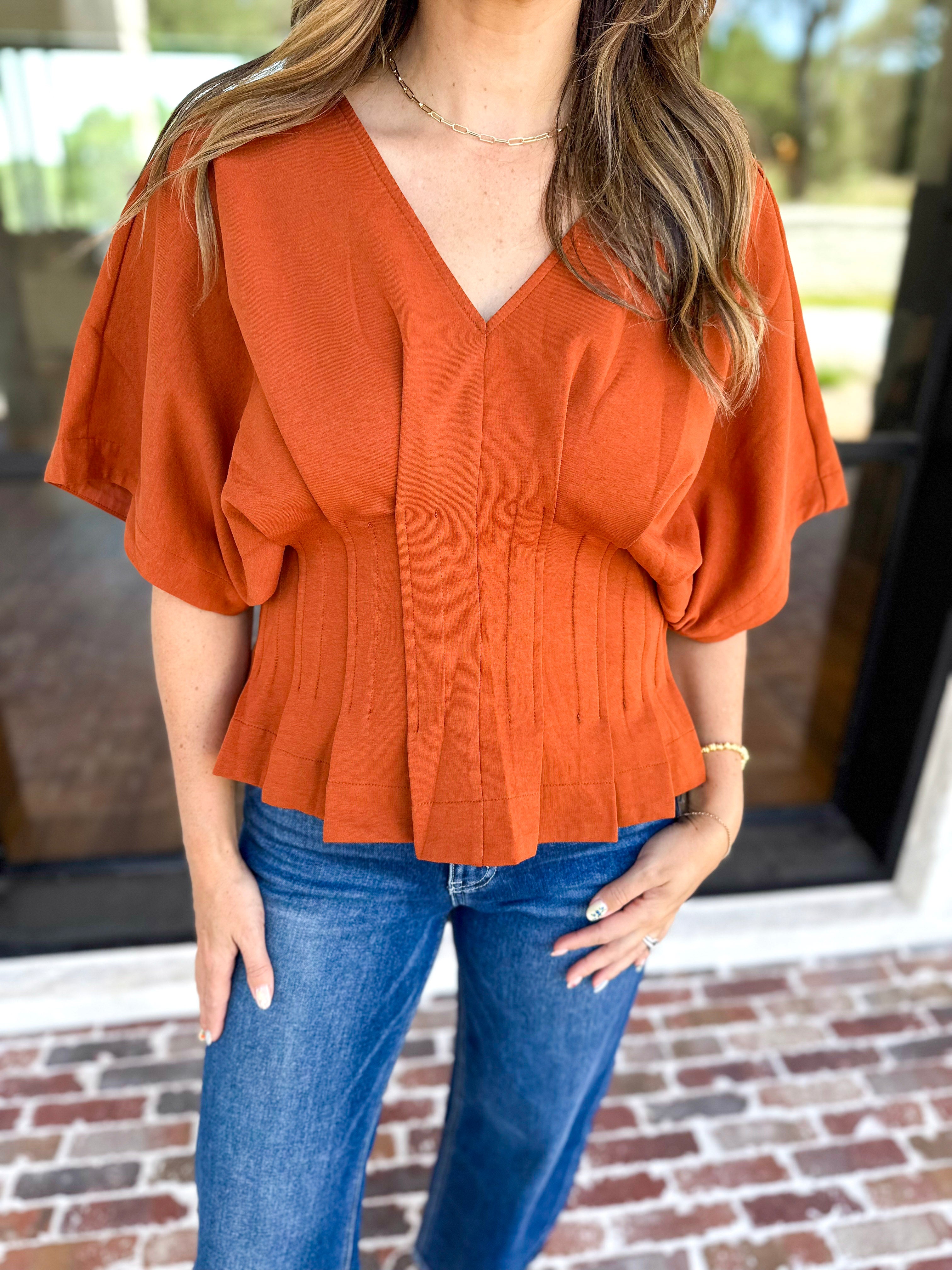 Elevated Chic Top - Clay-200 Fashion Blouses-ENTRO-July & June Women's Fashion Boutique Located in San Antonio, Texas