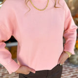 The Daily Mock Neck Sweater - Soft Pink-230 Sweaters/Cardis-SKIES ARE BLUE-July & June Women's Fashion Boutique Located in San Antonio, Texas