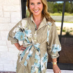 Sage & Blue Floral Mini Dress-510 Mini-ENTRO-July & June Women's Fashion Boutique Located in San Antonio, Texas