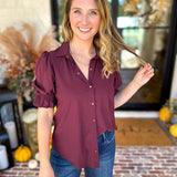 Liverpool - Good Feeling Button Down Top-200 Fashion Blouses-LIVERPOOL JEANS COMPANY-July & June Women's Fashion Boutique Located in San Antonio, Texas