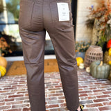 Chocolate Faux Leather Straight Leg Pants-420 Denim-HIDDEN JEANS-July & June Women's Fashion Boutique Located in San Antonio, Texas