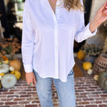 Liverpool - The Classic White Button Down-200 Fashion Blouses-LIVERPOOL JEANS COMPANY-July & June Women's Fashion Boutique Located in San Antonio, Texas