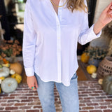 Liverpool - The Classic White Button Down-200 Fashion Blouses-LIVERPOOL JEANS COMPANY-July & June Women's Fashion Boutique Located in San Antonio, Texas