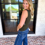 Liverpool - Classic Boatneck Knit Tank - Hunter Green-210 Casual Blouses-LIVERPOOL JEANS COMPANY-July & June Women's Fashion Boutique Located in San Antonio, Texas