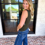 Liverpool - Classic Boatneck Knit Tank - Hunter Green-210 Casual Blouses-LIVERPOOL JEANS COMPANY-July & June Women's Fashion Boutique Located in San Antonio, Texas