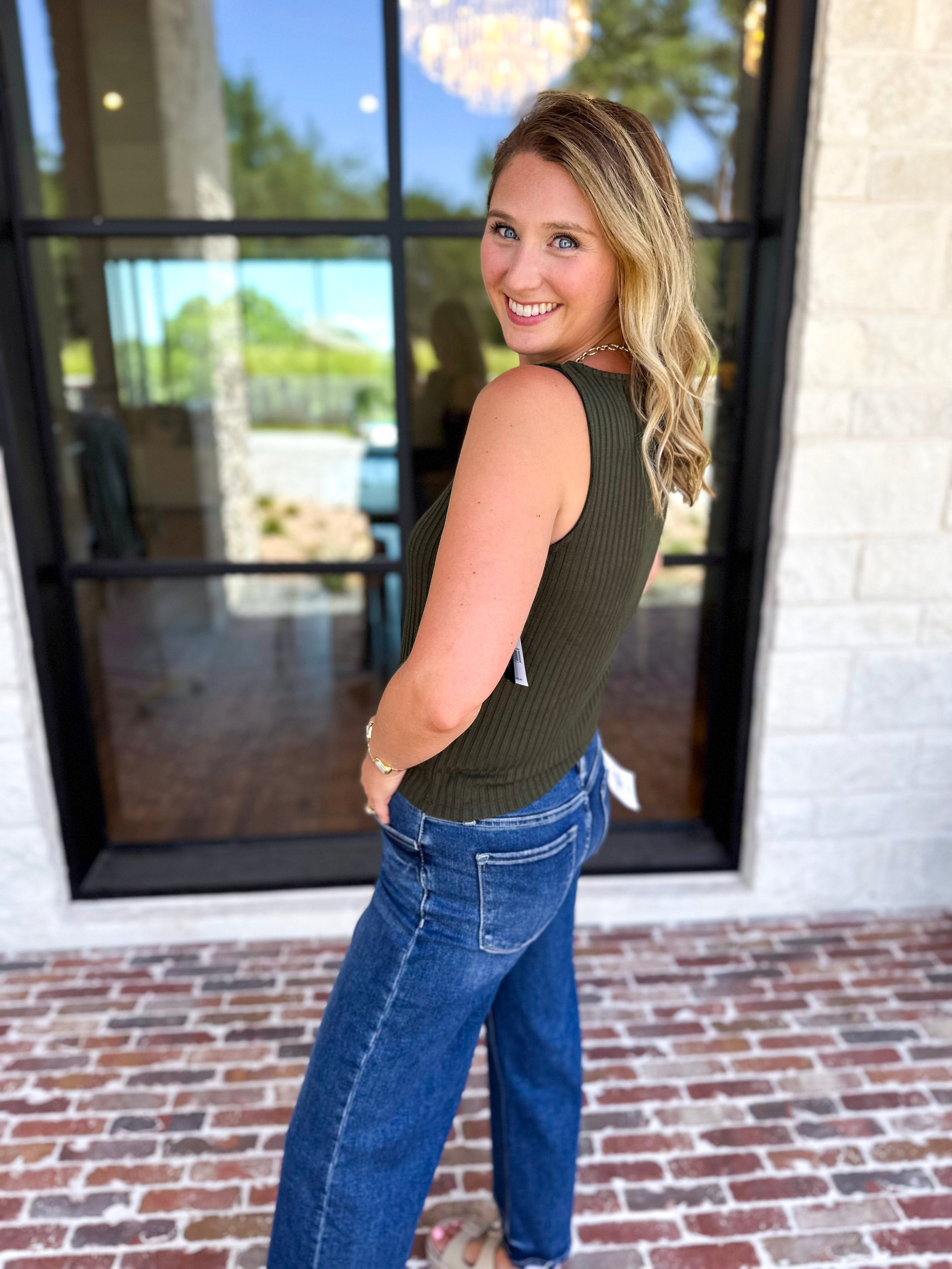 Liverpool - Classic Boatneck Knit Tank - Hunter Green-210 Casual Blouses-LIVERPOOL JEANS COMPANY-July & June Women's Fashion Boutique Located in San Antonio, Texas