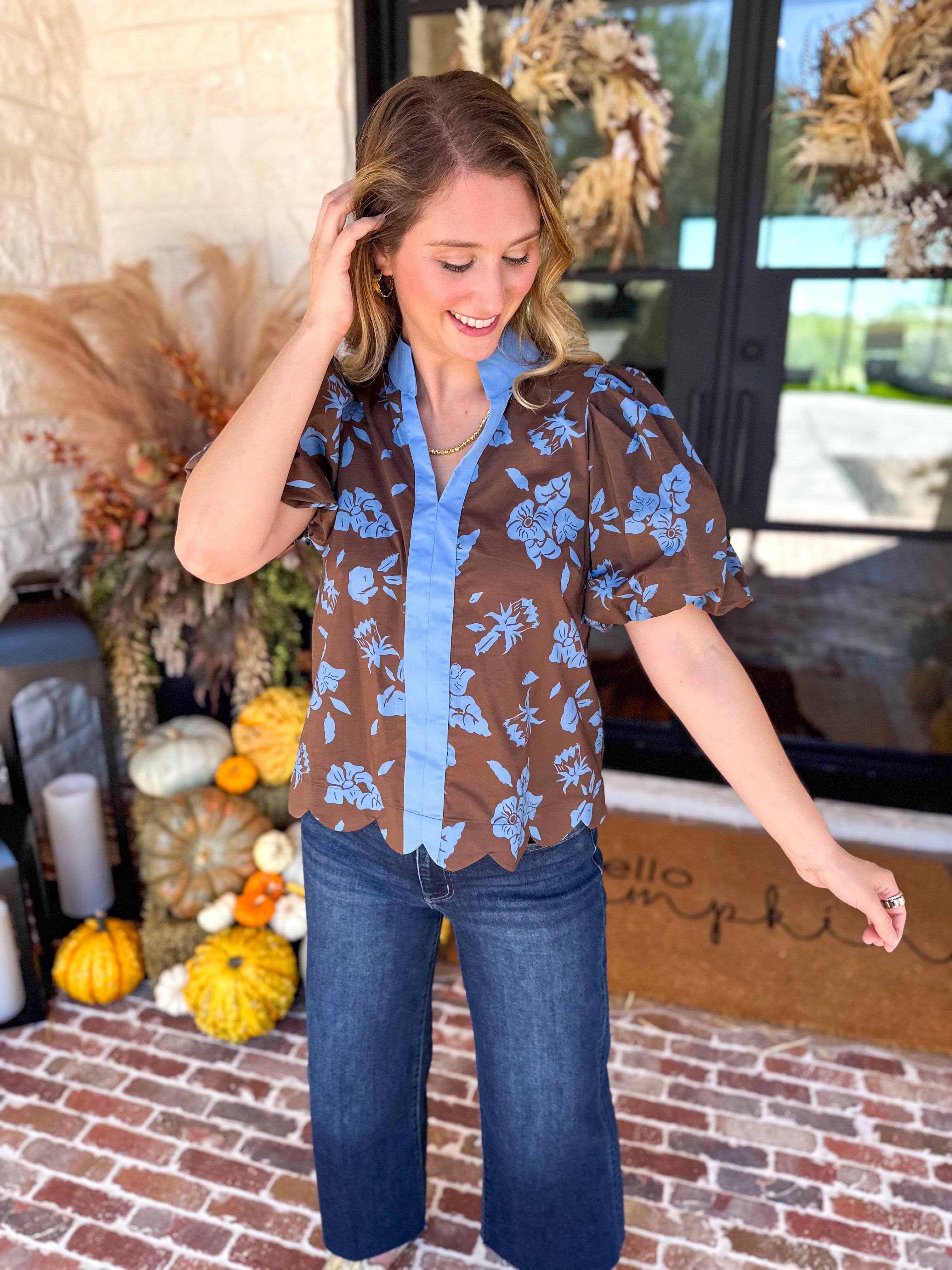 Timeless Blooms Blouse-200 Fashion Blouses-ENTRO-July & June Women's Fashion Boutique Located in San Antonio, Texas