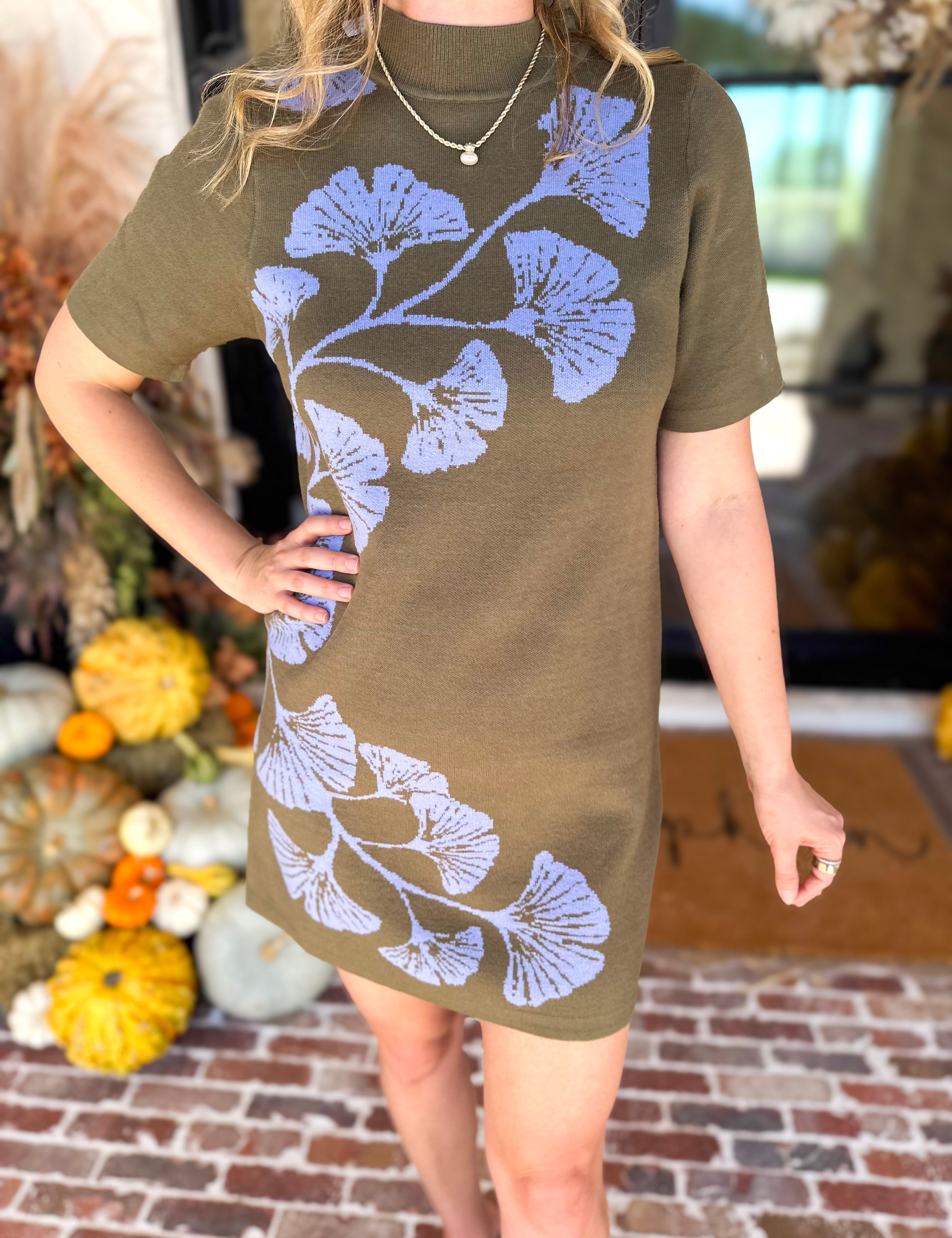 Bold Floral Knit Mini Dress-510 Mini-ENTRO-July & June Women's Fashion Boutique Located in San Antonio, Texas