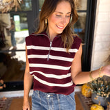 PINK FRIDAY DOORBUSTERS - Half Zip Sweater - Maroon - ONLINE - FINAL SALE-PINK FRIDAY DOORBUSTERS-DOUBLE ZERO-July & June Women's Fashion Boutique Located in San Antonio, Texas