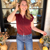 PINK FRIDAY DOORBUSTERS - Short Sleeve Cardigan - Maroon - ONLINE - FINAL SALE-PINK FRIDAY DOORBUSTERS-BLU PEPPER-July & June Women's Fashion Boutique Located in San Antonio, Texas