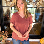 PINK FRIDAY DOORBUSTERS - Ribbed Top - Rust - ONLINE - FINAL SALE-PINK FRIDAY DOORBUSTERS-ENTRO-July & June Women's Fashion Boutique Located in San Antonio, Texas