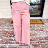 Blush Crochet Denim Pants-400 Pants-ENTRO-July & June Women's Fashion Boutique Located in San Antonio, Texas