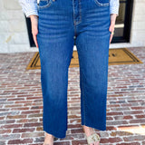Vervet - Mid Rise Dark Wash Wide Leg Jeans-400 Pants-VEVERT BY FLYING MONKEY-July & June Women's Fashion Boutique Located in San Antonio, Texas