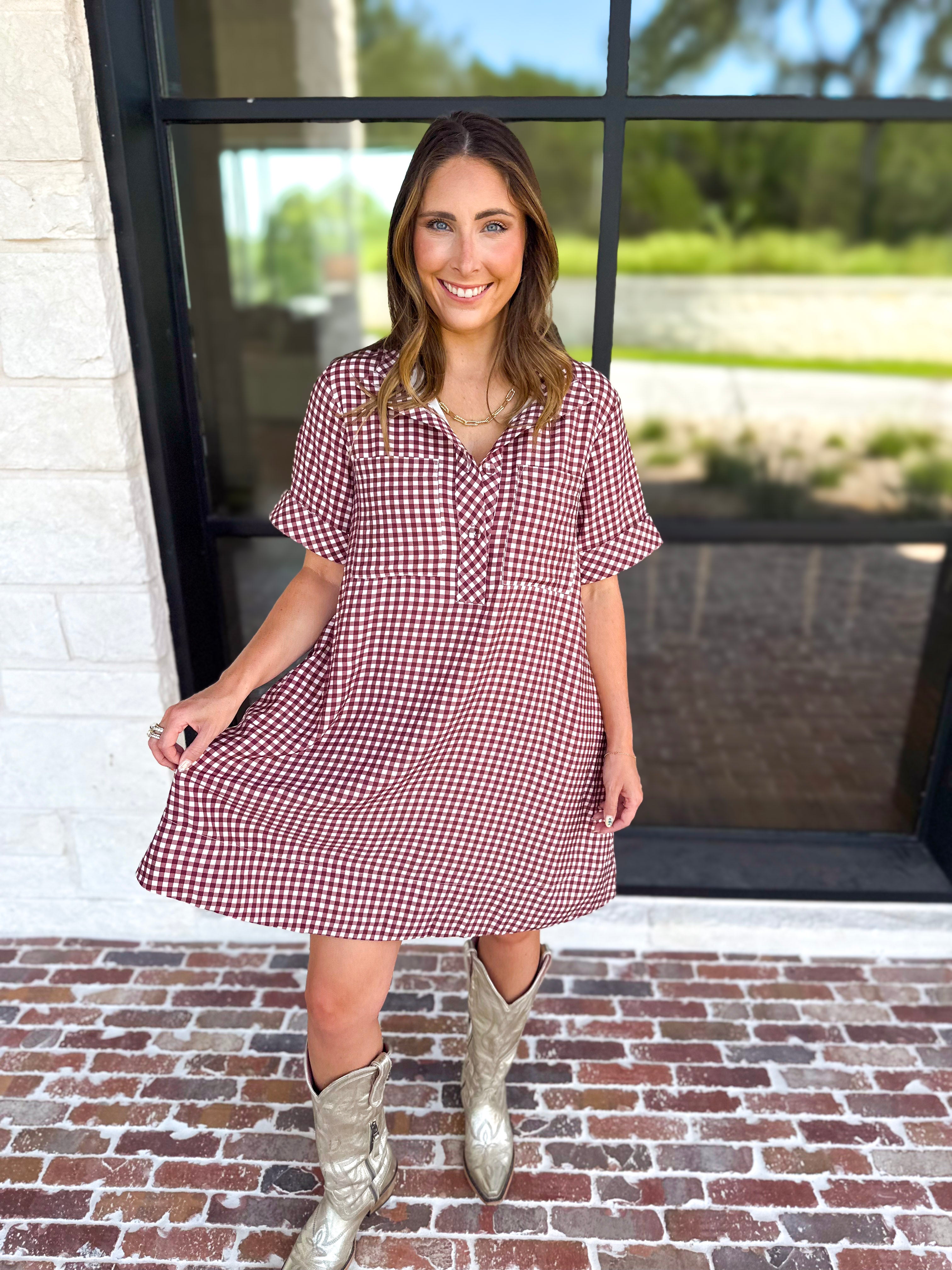Fall Transition Mini Dress - Red Bean-510 Mini-ENTRO-July & June Women's Fashion Boutique Located in San Antonio, Texas