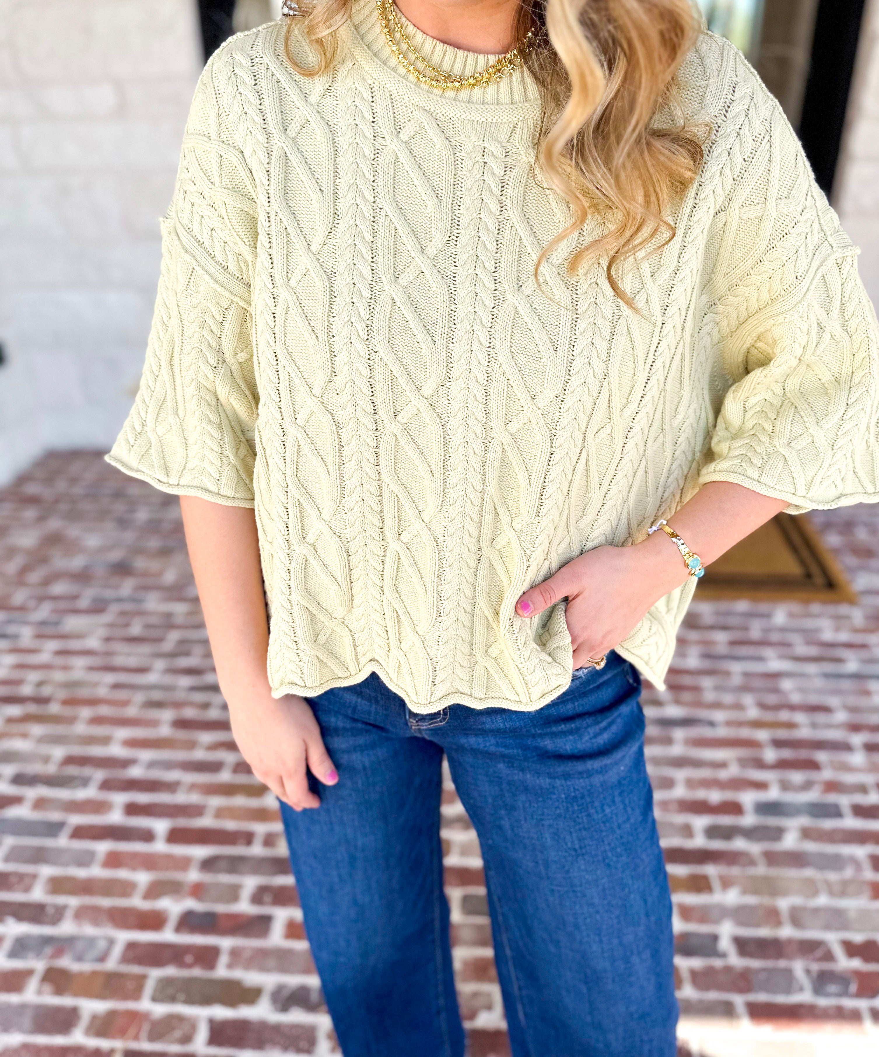 The Bailee Sweater Top - Kiwi-230 Sweaters/Cardis-RAE MODE-July & June Women's Fashion Boutique Located in San Antonio, Texas