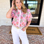 Floral Fun Blouse - Pink-200 Fashion Blouses-ENTRO-July & June Women's Fashion Boutique Located in San Antonio, Texas