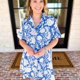 Bold Blue Paisley Mini Dress-510 Mini-FATE-July & June Women's Fashion Boutique Located in San Antonio, Texas