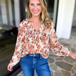Verona Floral Blouse-200 Fashion Blouses-OLIVACEOUS-July & June Women's Fashion Boutique Located in San Antonio, Texas