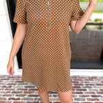 Polka Dot Athletic Mini Dress - Carmel-510 Mini-ENTRO-July & June Women's Fashion Boutique Located in San Antonio, Texas
