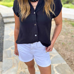 Current Air - Classic Button Down Blouse - Black-200 Fashion Blouses-CURRENT AIR CLOTHING-July & June Women's Fashion Boutique Located in San Antonio, Texas