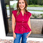 The Marlow Blouse - Maroon-200 Fashion Blouses-ENTRO-July & June Women's Fashion Boutique Located in San Antonio, Texas