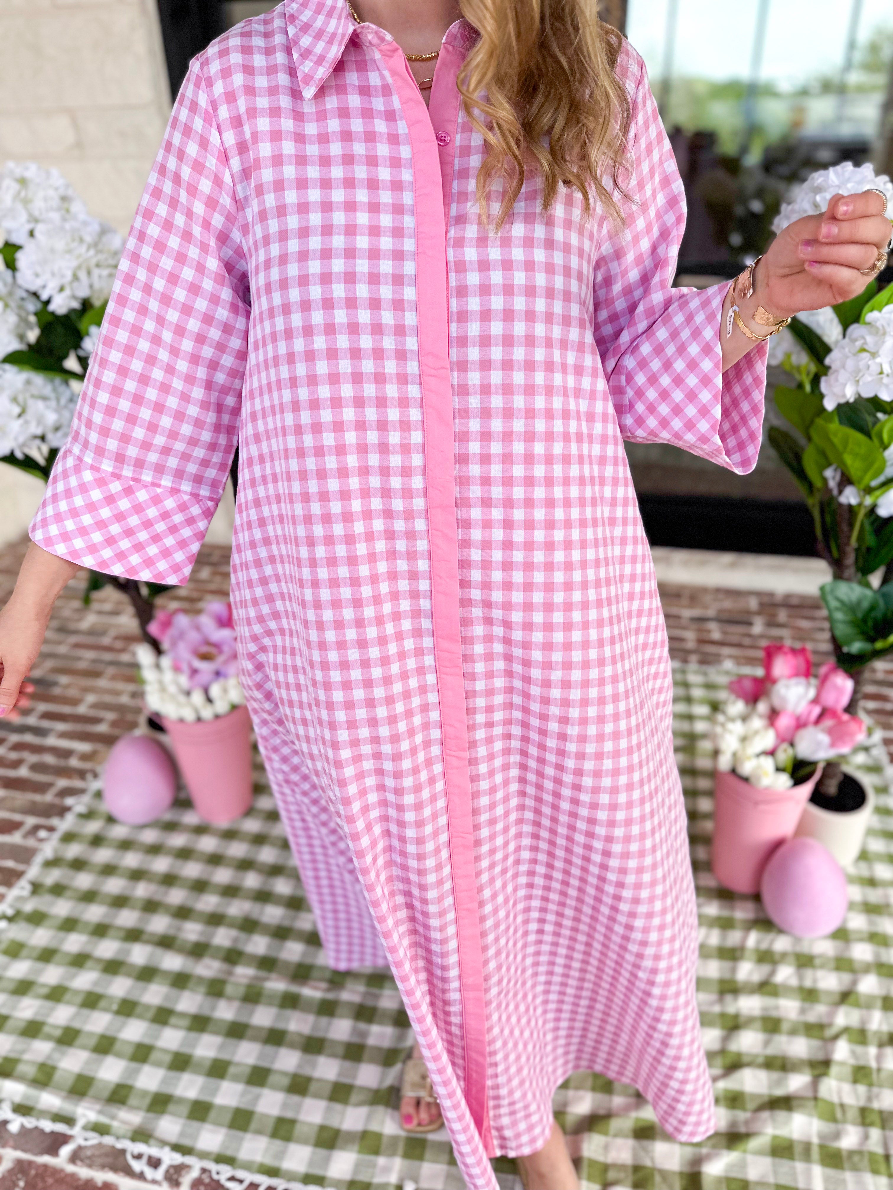 Spring Dreams Midi Dress - Pink-500 Midi-ENTRO-July & June Women's Fashion Boutique Located in San Antonio, Texas