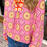 The Retro Pink Blouse-200 Fashion Blouses-FATE-July & June Women's Fashion Boutique Located in San Antonio, Texas