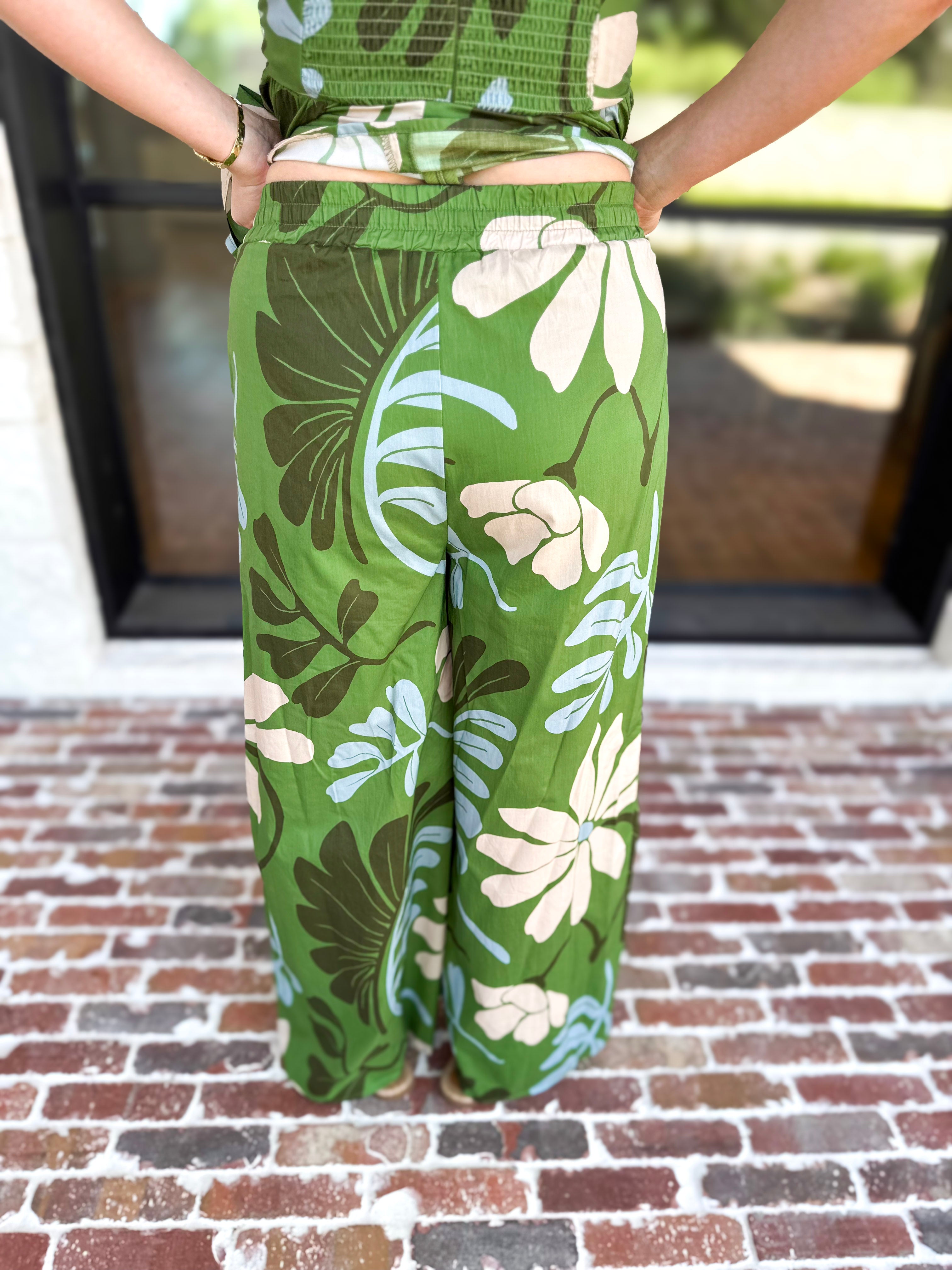Sunset Floral Set - Matcha Green-500 Midi-ENTRO-July & June Women's Fashion Boutique Located in San Antonio, Texas
