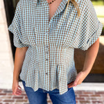Living Life Gingham Top - Coco Sky-200 Fashion Blouses-ENTRO-July & June Women's Fashion Boutique Located in San Antonio, Texas