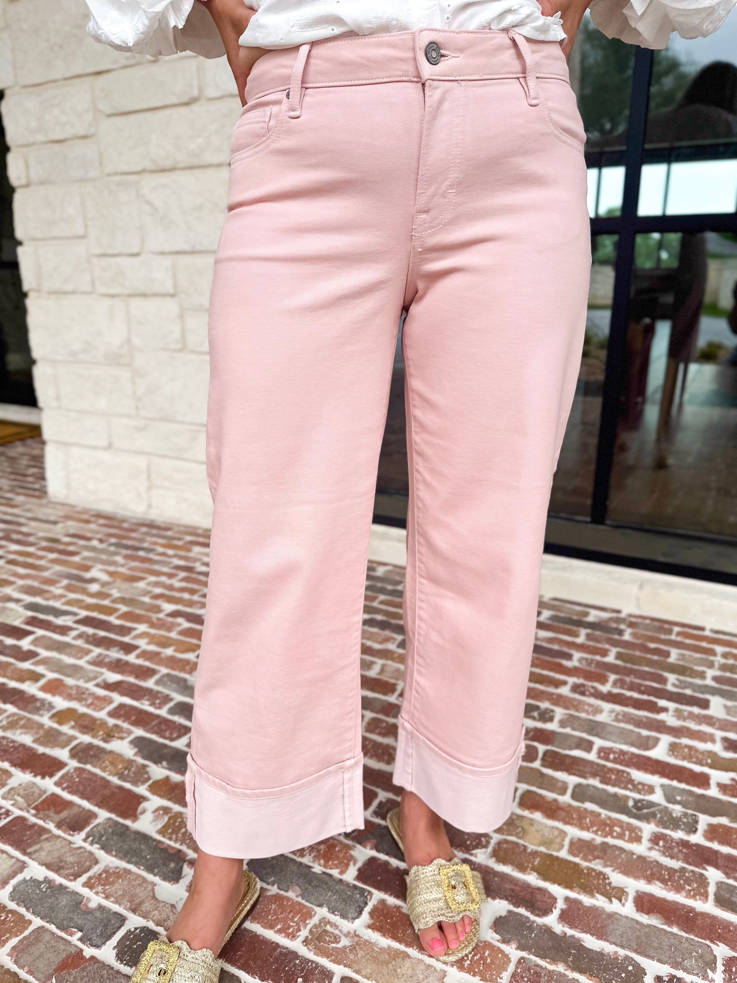 Hidden - Mid Rise Cuffed Blush Pink Jeans-400 Pants-HIDDEN JEANS-July & June Women's Fashion Boutique Located in San Antonio, Texas