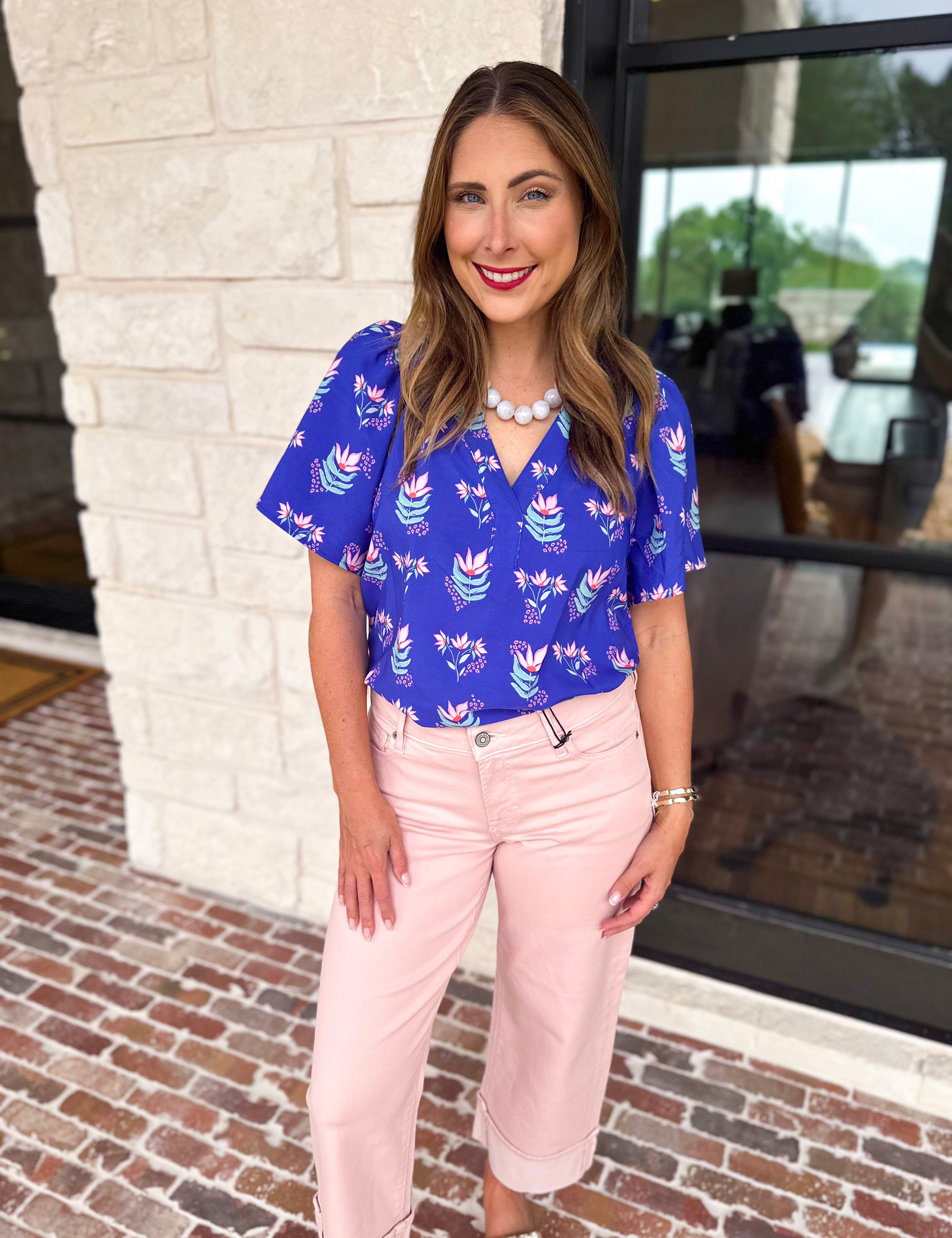 Mary Square - Blue Petal Keepsake Blouse-MARY SQUARE-July & June Women's Fashion Boutique Located in San Antonio, Texas