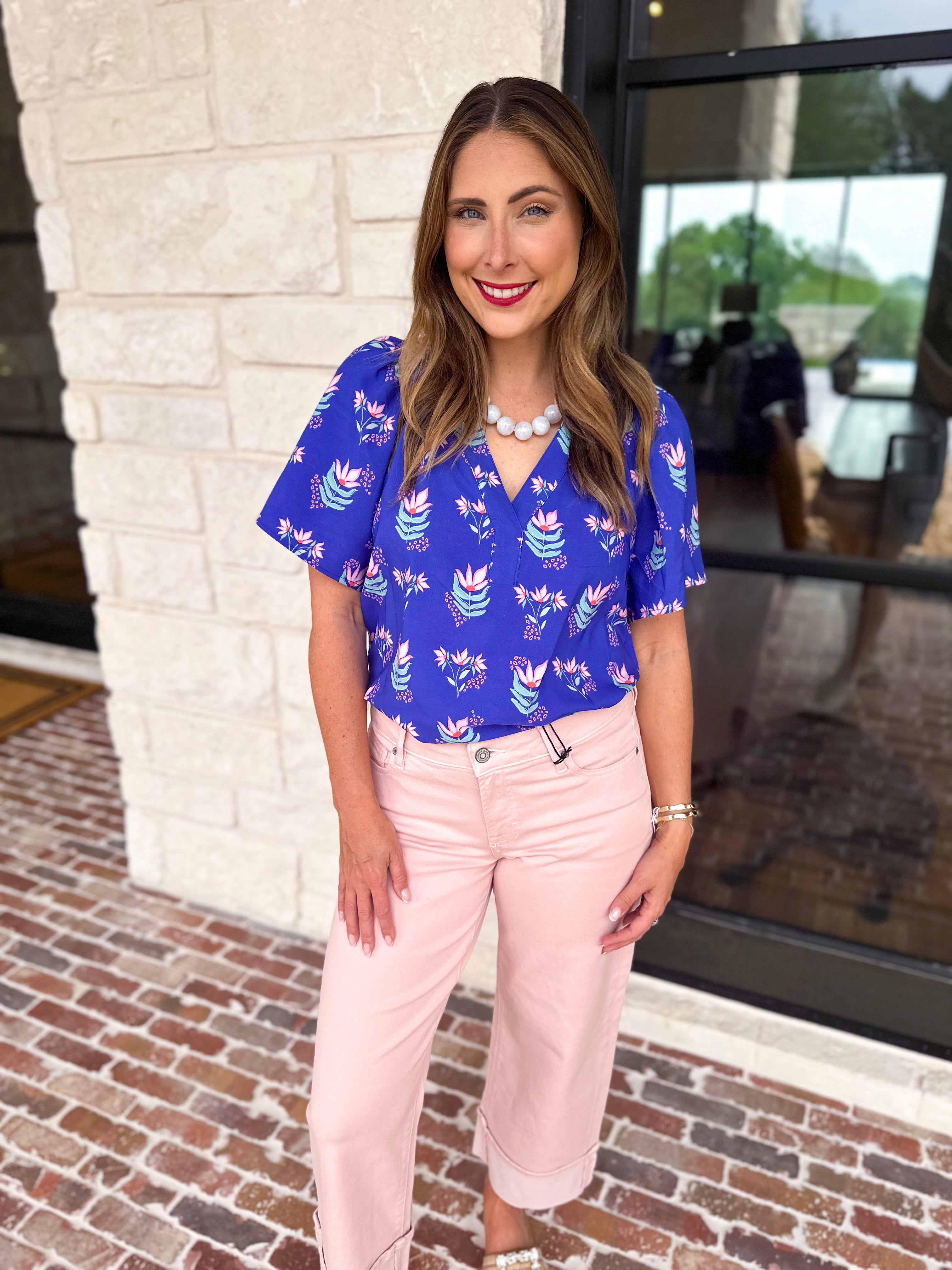 Mary Square - Blue Petal Keepsake Blouse-MARY SQUARE-July & June Women's Fashion Boutique Located in San Antonio, Texas