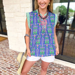 THML - Mixed Print Abstract Blouse-200 Fashion Blouses-THML-July & June Women's Fashion Boutique Located in San Antonio, Texas