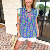 THML - Mixed Print Abstract Blouse-200 Fashion Blouses-THML-July & June Women's Fashion Boutique Located in San Antonio, Texas