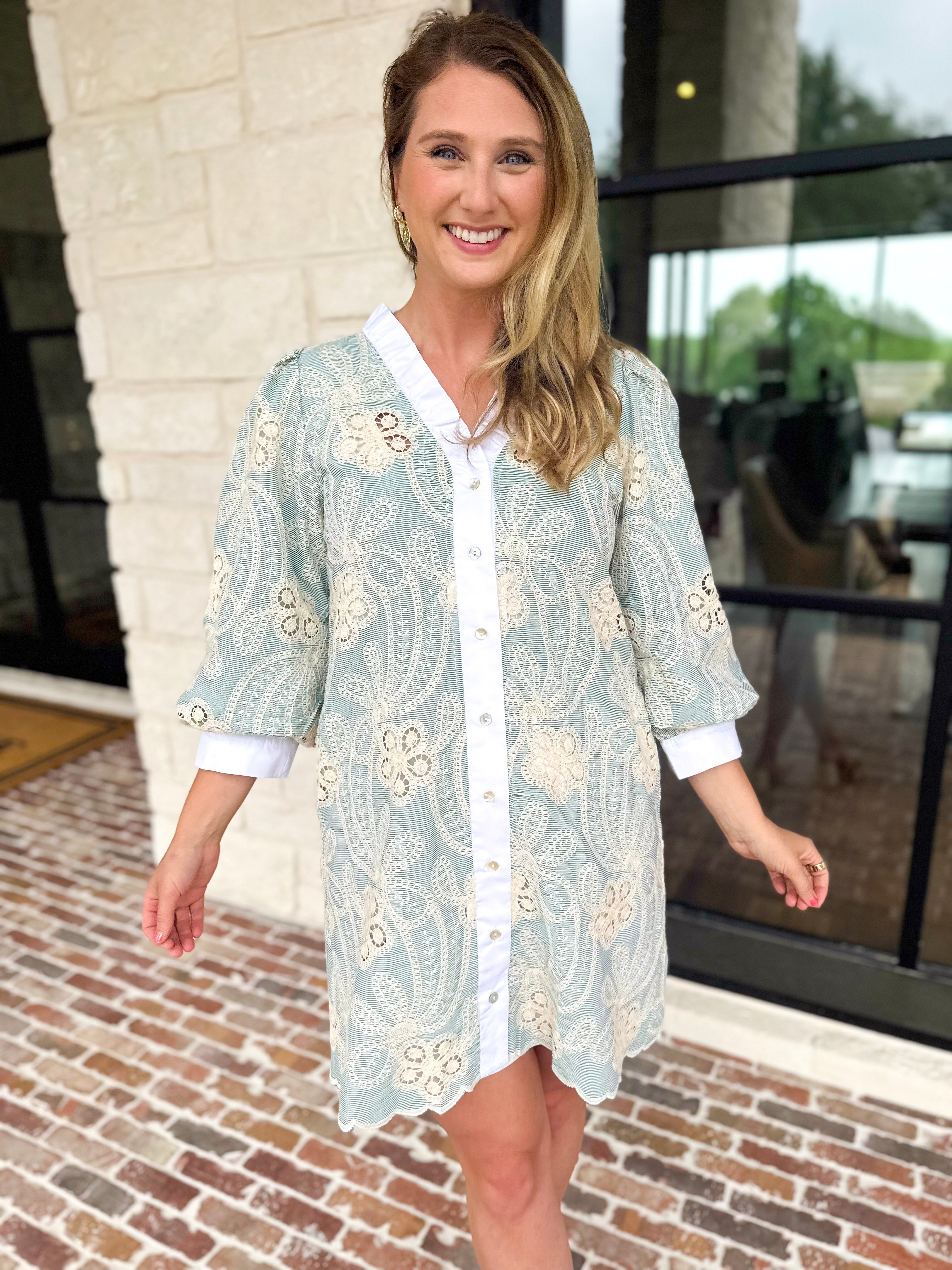 Sage Crochet Mini Dress-510 Mini-JODIFL-July & June Women's Fashion Boutique Located in San Antonio, Texas