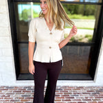 Posh Peplum Knit Blouse - Ivory-230 Sweaters/Cardis-SKIES ARE BLUE-July & June Women's Fashion Boutique Located in San Antonio, Texas