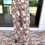 Fall Floral Denim Pants - Brown-400 Pants-ENTRO-July & June Women's Fashion Boutique Located in San Antonio, Texas