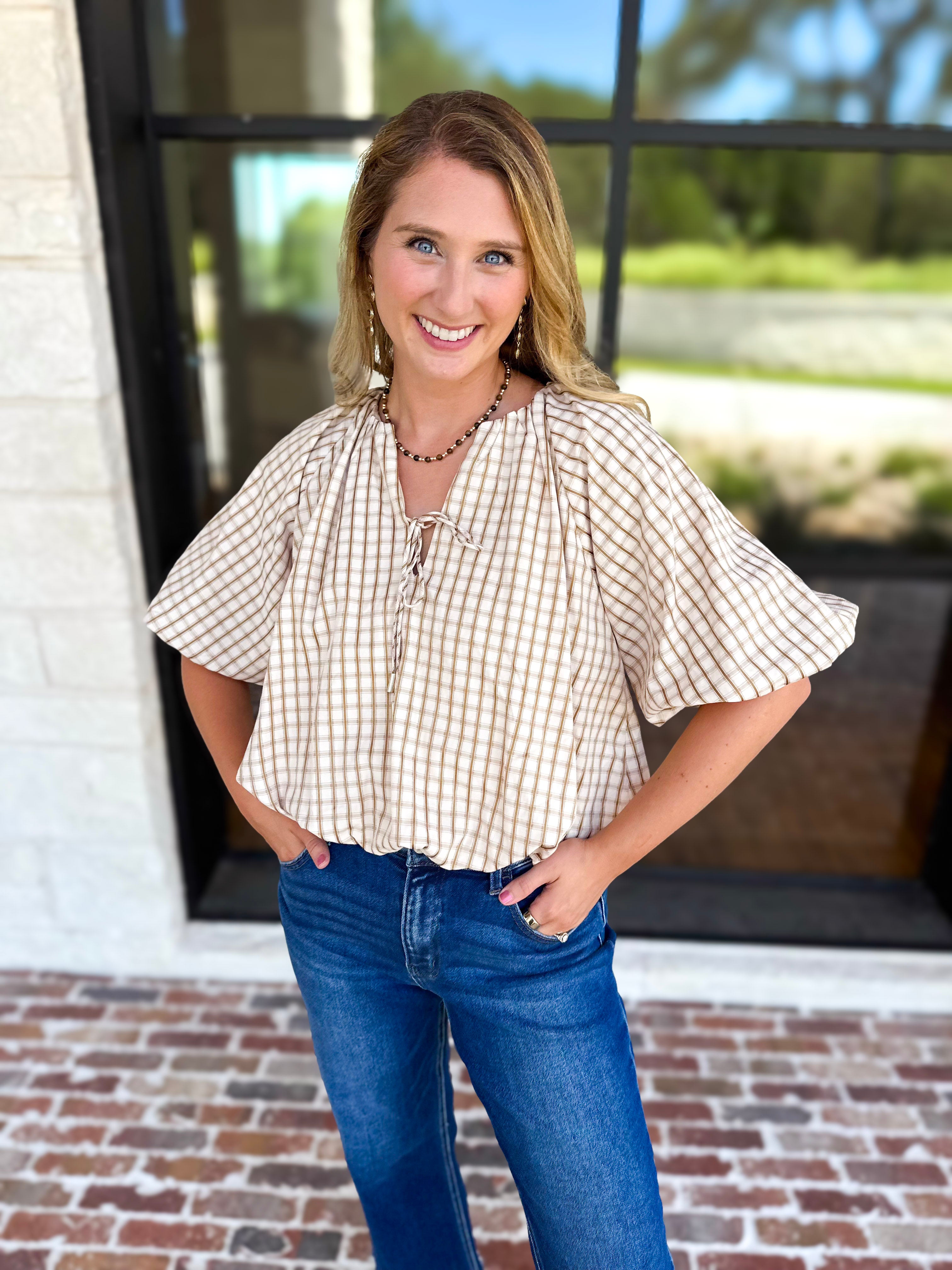 Fall Bubble Blouse-200 Fashion Blouses-ENTRO-July & June Women's Fashion Boutique Located in San Antonio, Texas