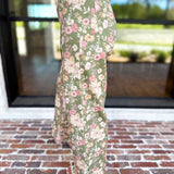Fall Floral Denim Pants - Olive-400 Pants-ENTRO-July & June Women's Fashion Boutique Located in San Antonio, Texas