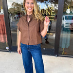 Chic Boxy Blouse - Brown-200 Fashion Blouses-ENTRO-July & June Women's Fashion Boutique Located in San Antonio, Texas