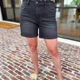Vervet - High Rise Black Jean Shorts-410 Shorts/Skirts-VEVERT BY FLYING MONKEY-July & June Women's Fashion Boutique Located in San Antonio, Texas