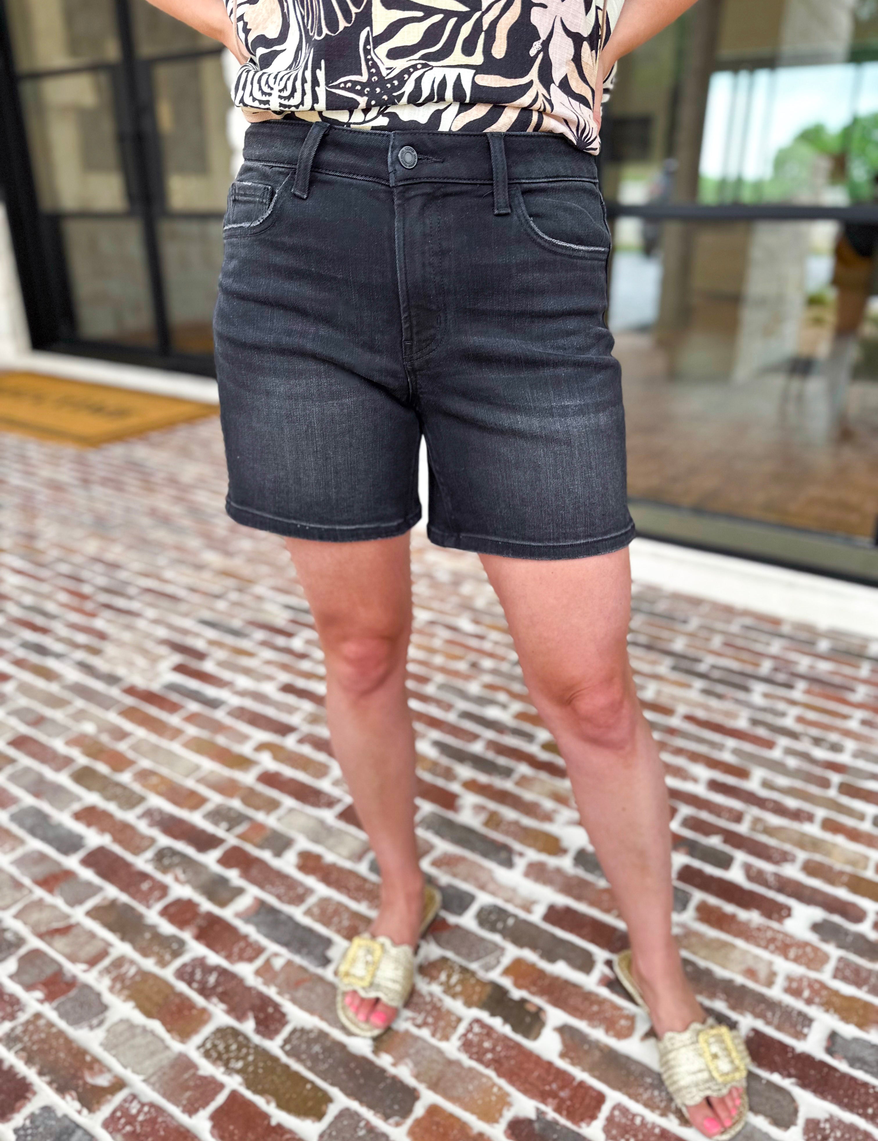 Vervet - High Rise Black Jean Shorts-410 Shorts/Skirts-VEVERT BY FLYING MONKEY-July & June Women's Fashion Boutique Located in San Antonio, Texas