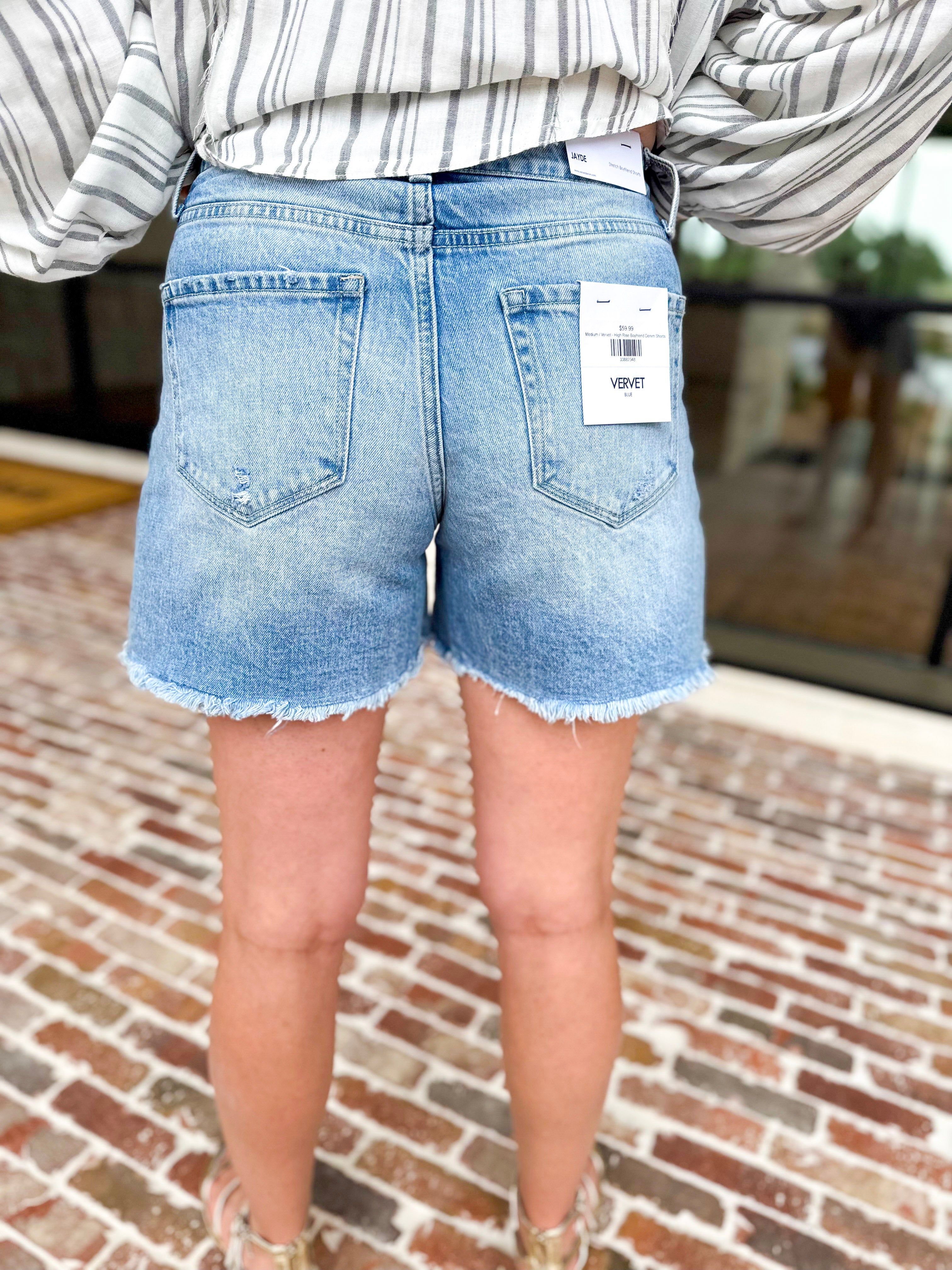 Vervet - High Rise Boyfriend Denim Shorts-410 Shorts/Skirts-VEVERT BY FLYING MONKEY-July & June Women's Fashion Boutique Located in San Antonio, Texas