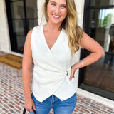 Wrap Detailed Blouse - White-200 Fashion Blouses-SKIES ARE BLUE-July & June Women's Fashion Boutique Located in San Antonio, Texas