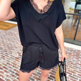 Lace Details Blouse - Black-200 Fashion Blouses-ENTRO-July & June Women's Fashion Boutique Located in San Antonio, Texas