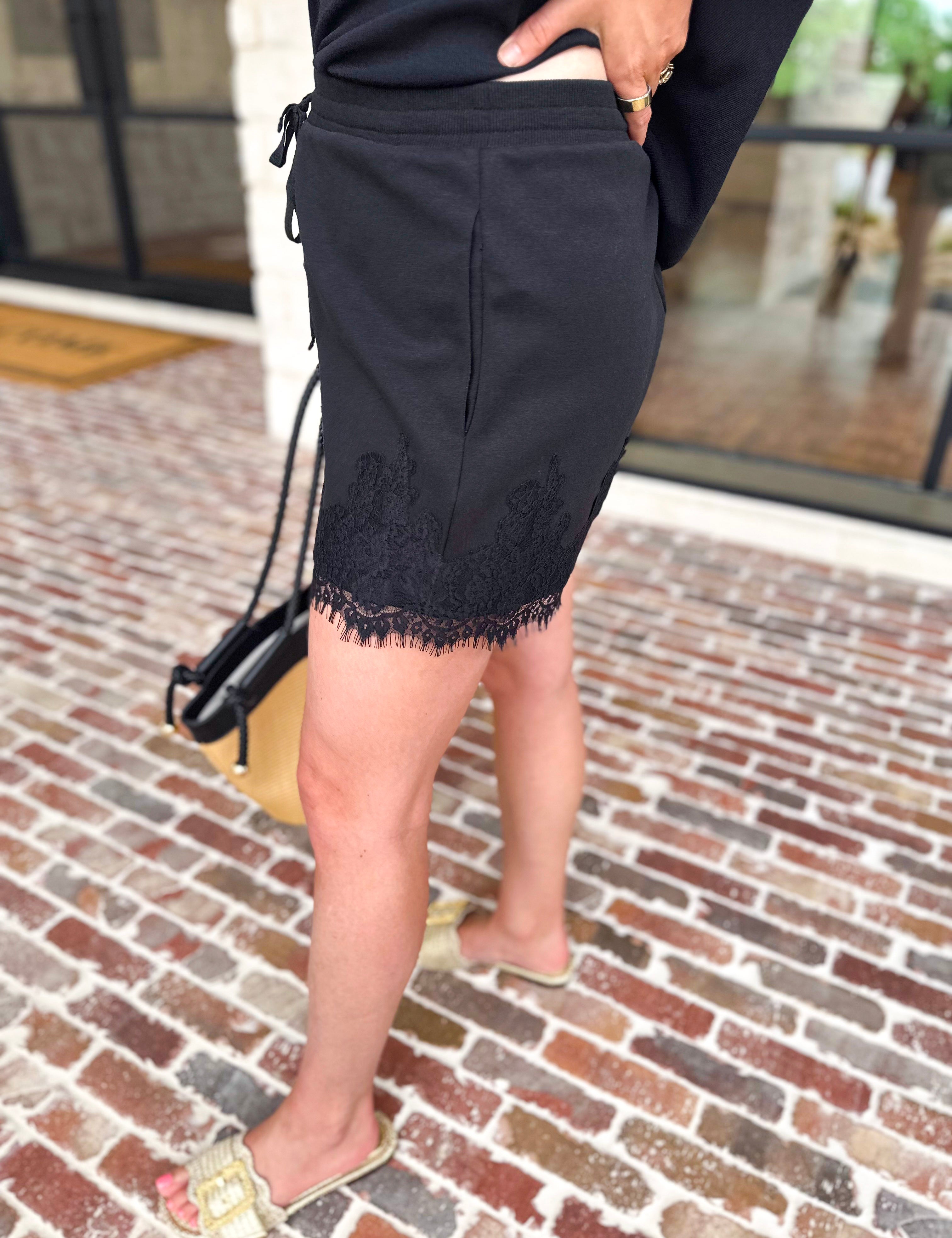 The Modern Lace Shorts - Black-410 Shorts/Skirts-ENTRO-July & June Women's Fashion Boutique Located in San Antonio, Texas