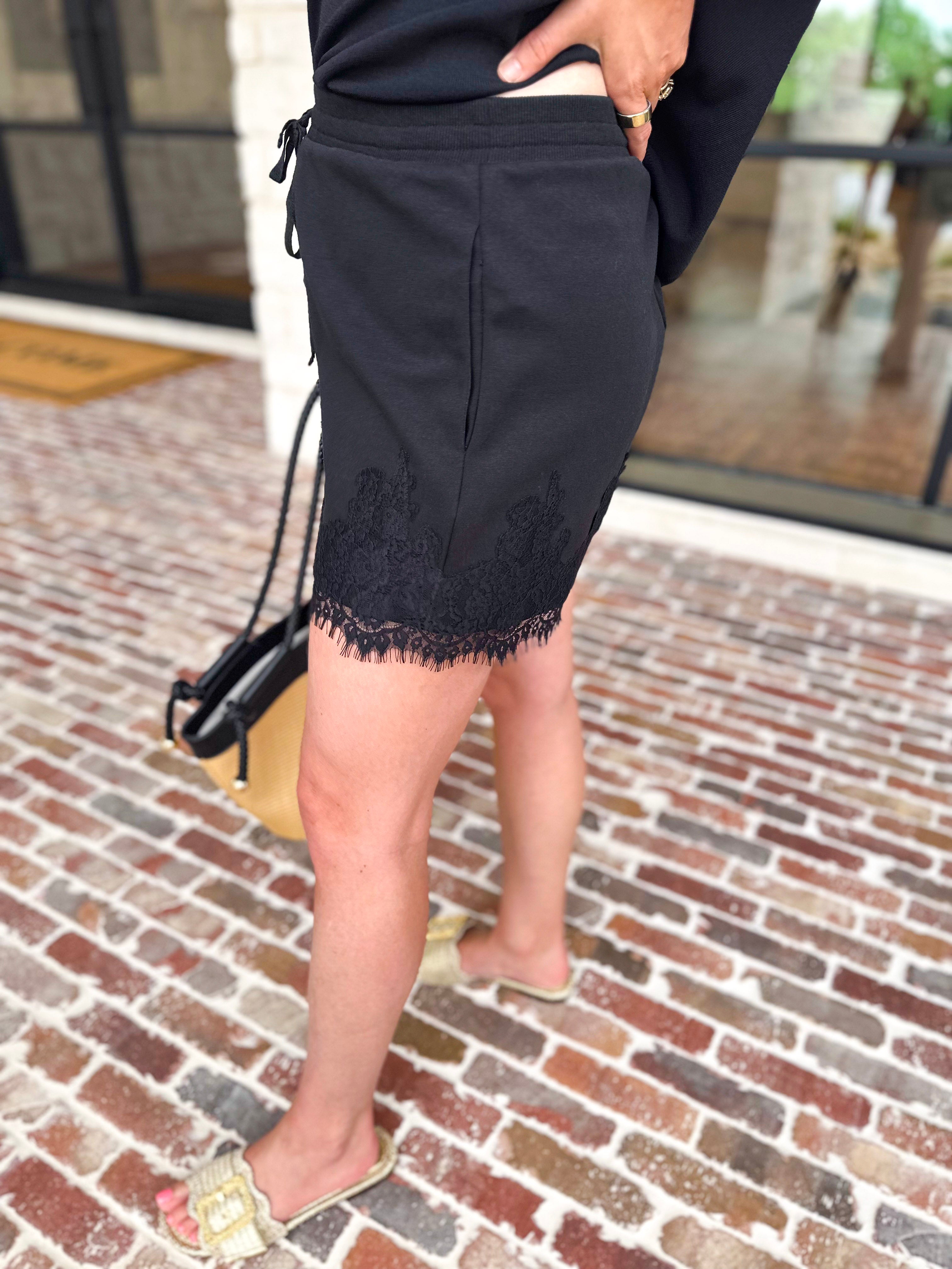 The Modern Lace Shorts - Black-410 Shorts/Skirts-ENTRO-July & June Women's Fashion Boutique Located in San Antonio, Texas