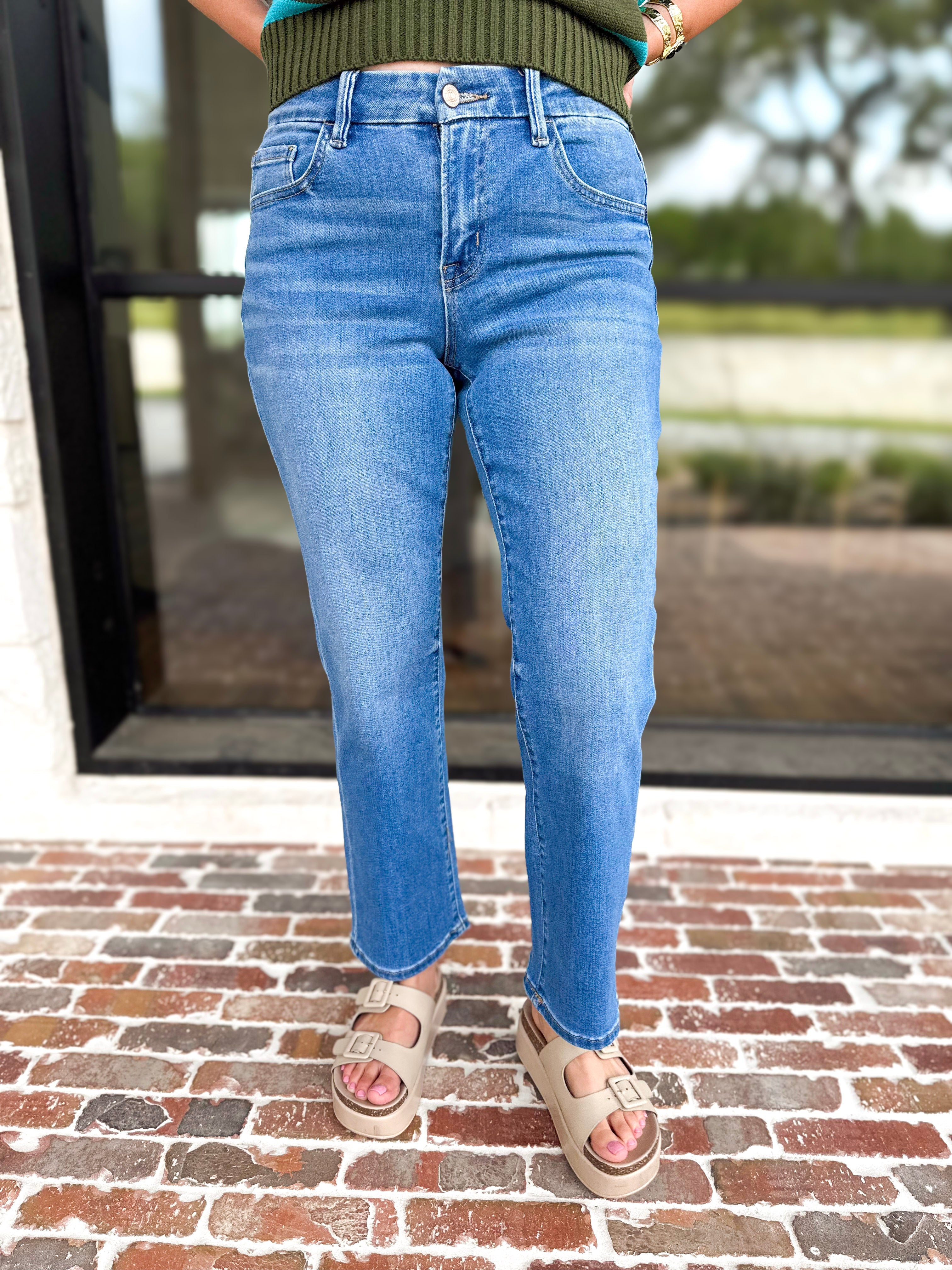 Vervet - Mid Rise Straight Leg Jeans-420 Denim-VEVERT BY FLYING MONKEY-July & June Women's Fashion Boutique Located in San Antonio, Texas