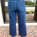 Vervet - High Rise Dark Trouser Style Jeans-420 Denim-VEVERT BY FLYING MONKEY-July & June Women's Fashion Boutique Located in San Antonio, Texas